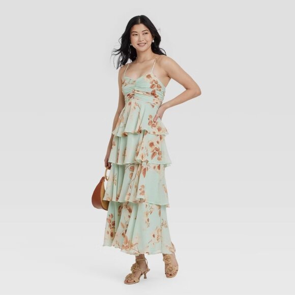 A New Day Dresses & Skirts - NWT A New Day Tiered Ruffle Maxi Dress Mint Floral
